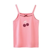 Girls Summer Tops Kids Dance Tank Racerback Crop Tank Cartoon Prints Sleeveless Sports Dance Ballet Gymnastics Dancewear Toddler Boy Shirts,Size 6 Years-7 Years